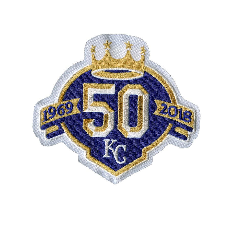 Men's Kansas City Royals Majestic Royal 50th Season Patch On-Field Flex Base Custom Jersey